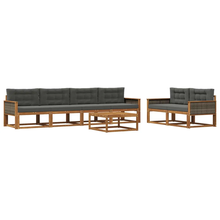 Ensemble de canapés d'extérieur 7 pcs Naturel et Anthracite - 2