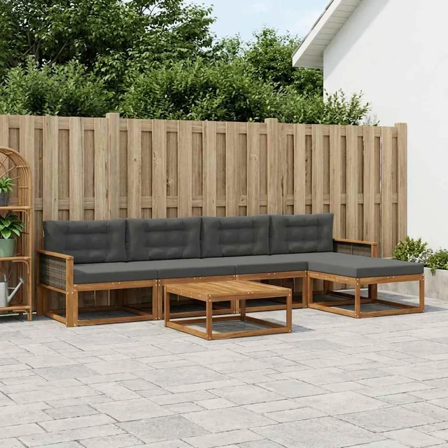 Ensemble de canapés d'extérieur 6 pcs Naturel et Anthracite