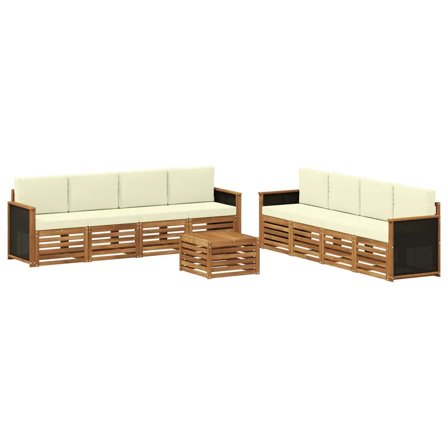 Ensembles de canapés avec coussin 9 pcs Bois d'Acacia Massif - 2