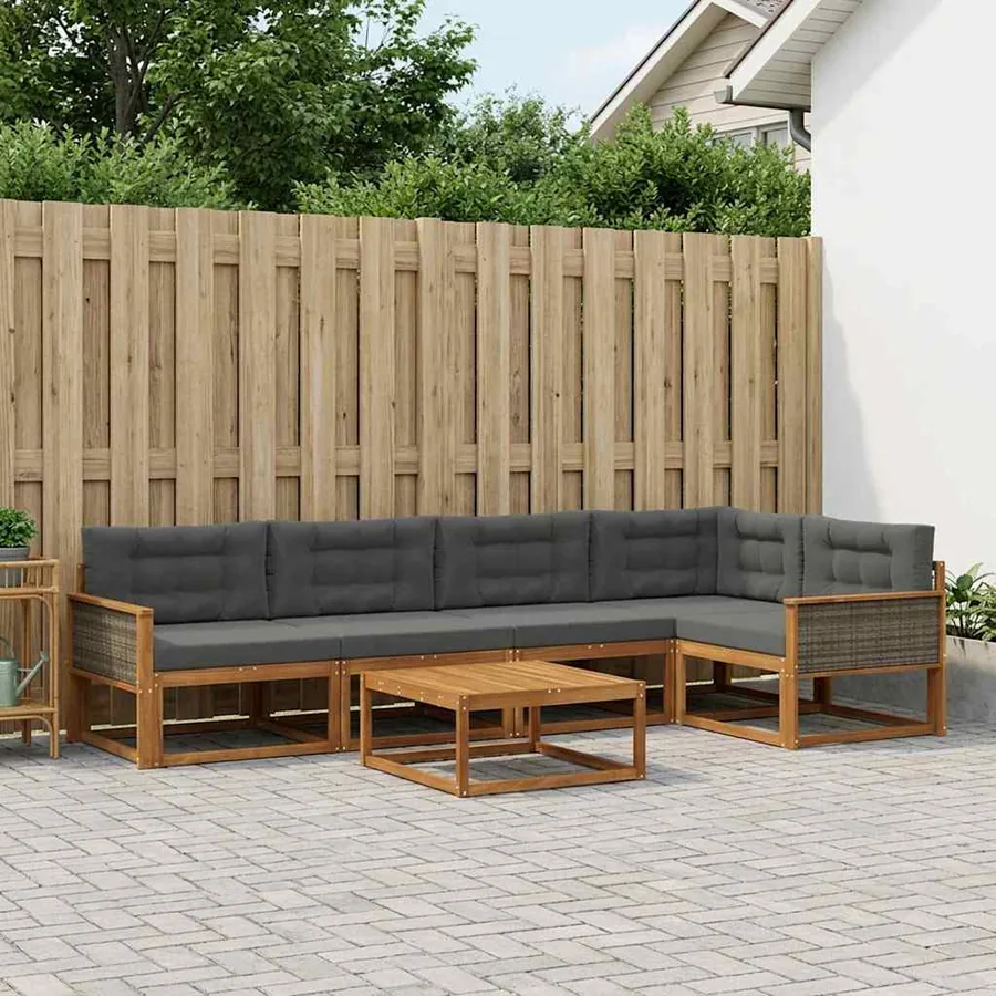 Ensemble de canapés d'extérieur 6 pcs Naturel et Anthracite