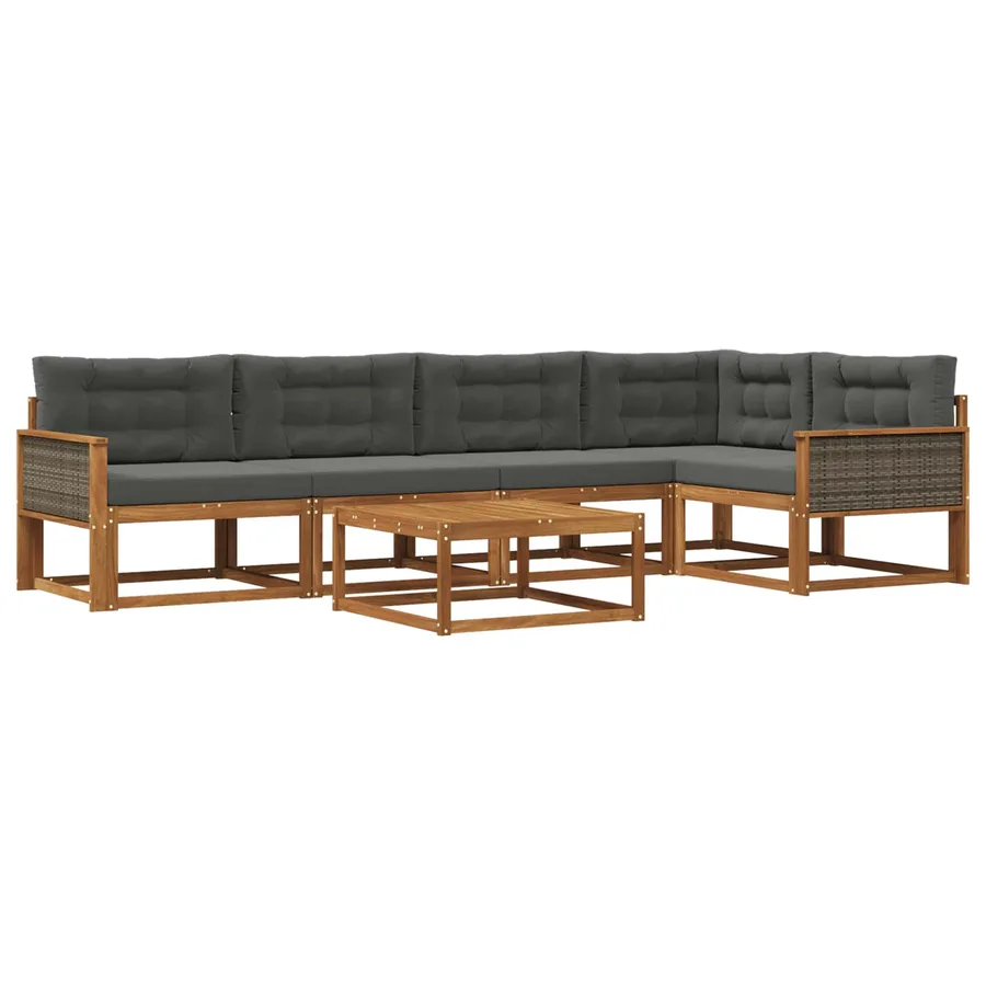 Ensemble de canapés d'extérieur 6 pcs Naturel et Anthracite - 2