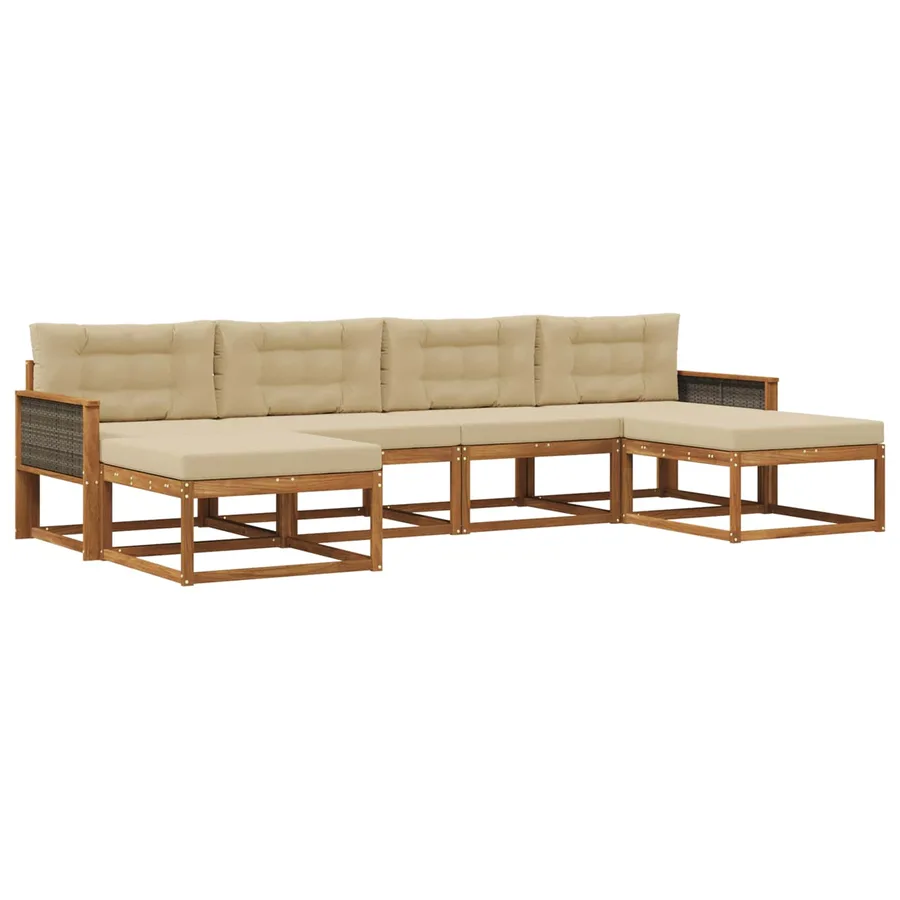 Ensemble de canapés d'extérieur 6 pcs Naturel et Beige - 2