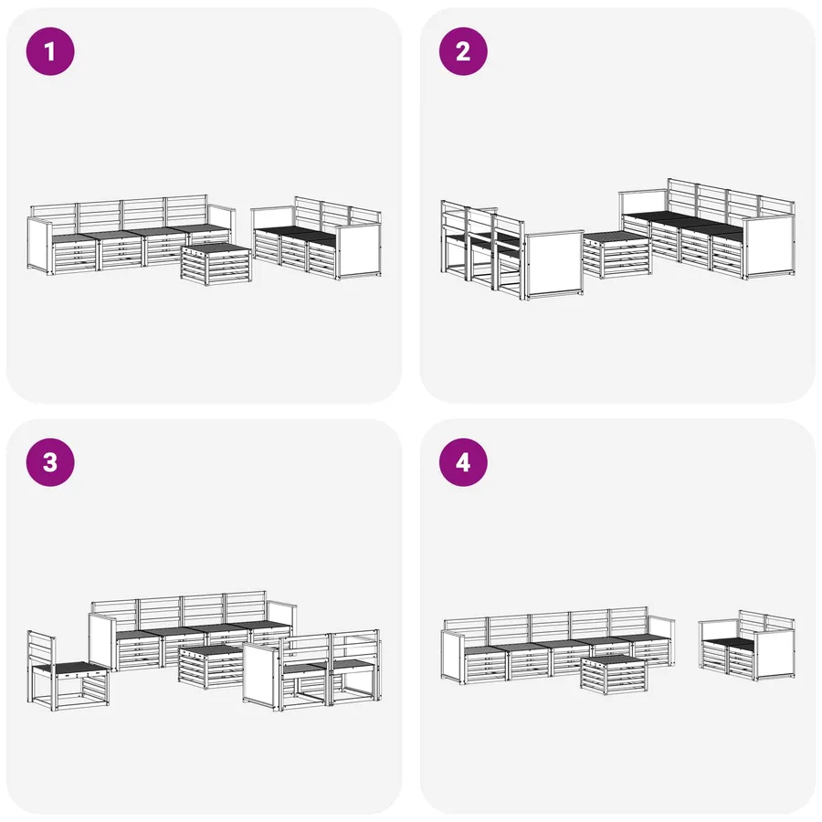 Ensembles de canapés 8 pcs Bois d'Acacia Massif - 7