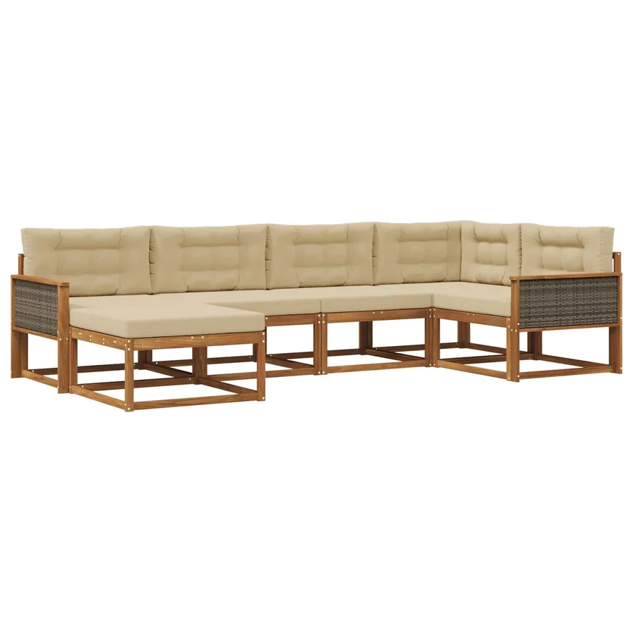 Ensemble de canapés d'extérieur 6 pcs Naturel et Beige - 2