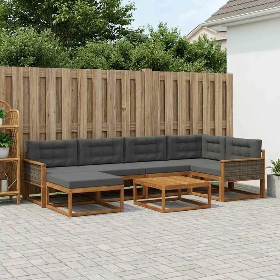 Ensemble de canapés d'extérieur 7 pcs Naturel et Anthracite