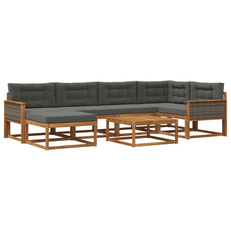 Ensemble de canapés d'extérieur 7 pcs Naturel et Anthracite - 2