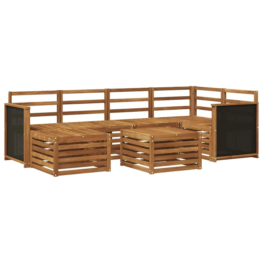 Ensemble de canapé d'angle 6 pcs Naturel Bois d'Acacia Massif - 2