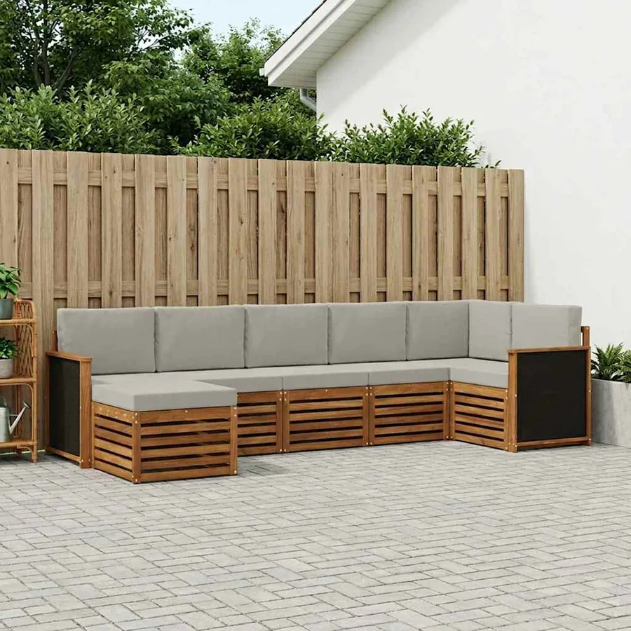Ensemble de canapé d'angle 6 pcs Naturel et gris clair