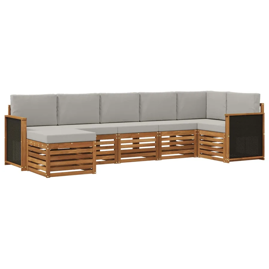 Ensemble de canapé d'angle 6 pcs Naturel et gris clair - 2