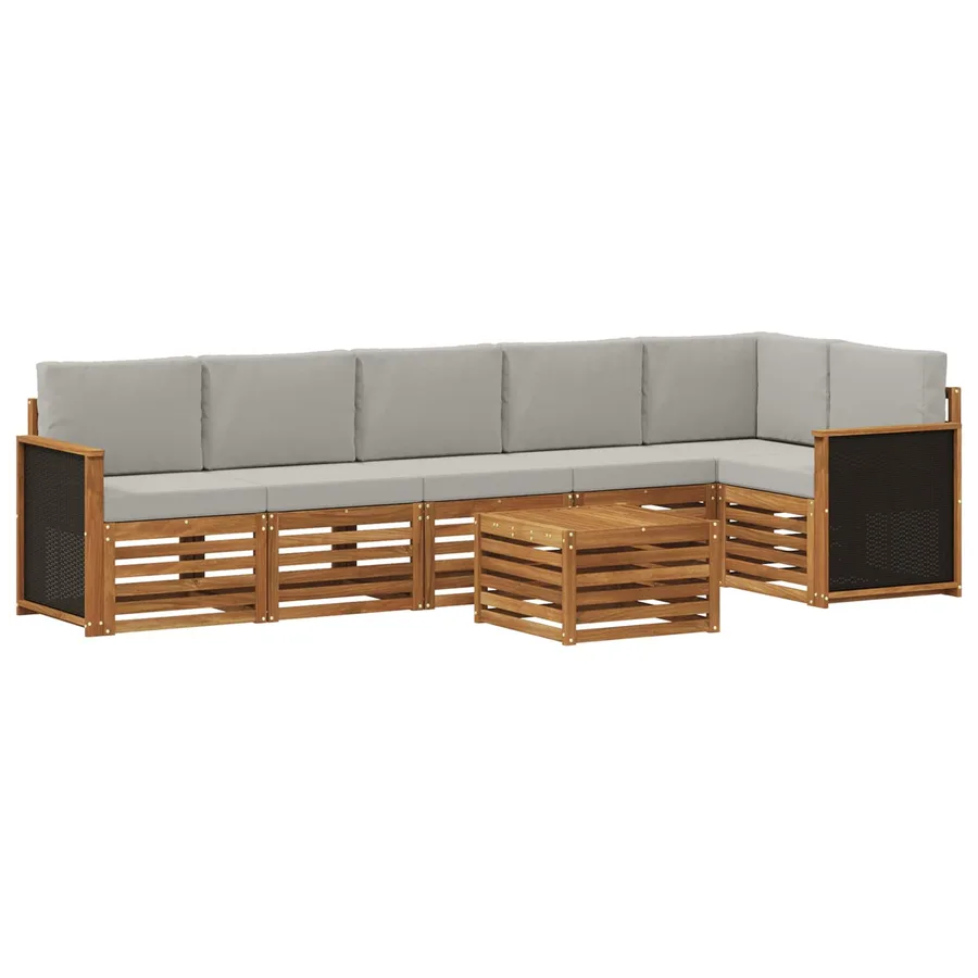 Ensemble de canapé d'angle 6 pcs Naturel et gris clair - 2