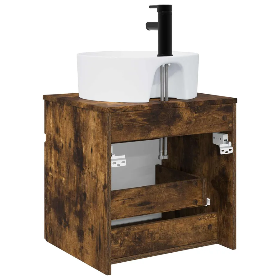 Meuble de lavabo mural Chêne fumé 49 x 44,5 x 65 cm - 4