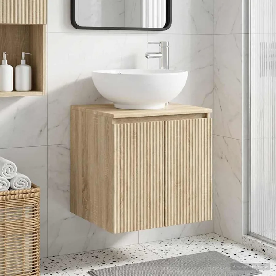 Vanité de lavabo mural Chêne Sonoma 49,5 x 44,5 x 65 cm