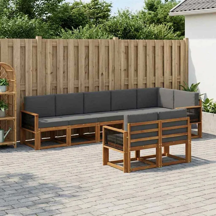 Ensemble de canapés d'extérieur 8 pcs Naturel et Anthracite