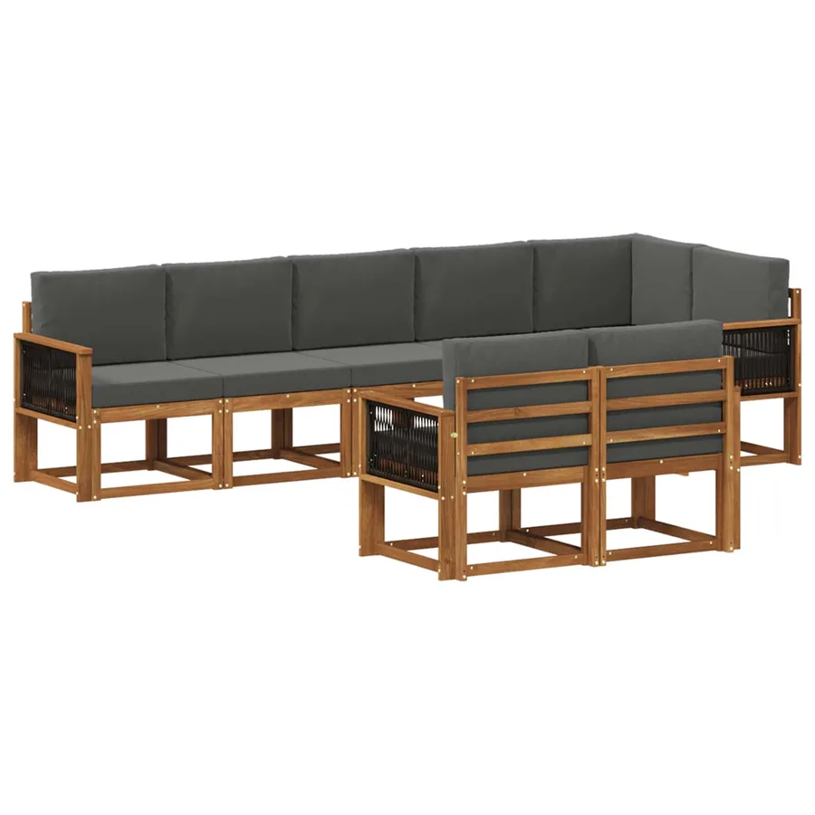 Ensemble de canapés d'extérieur 8 pcs Naturel et Anthracite - 2