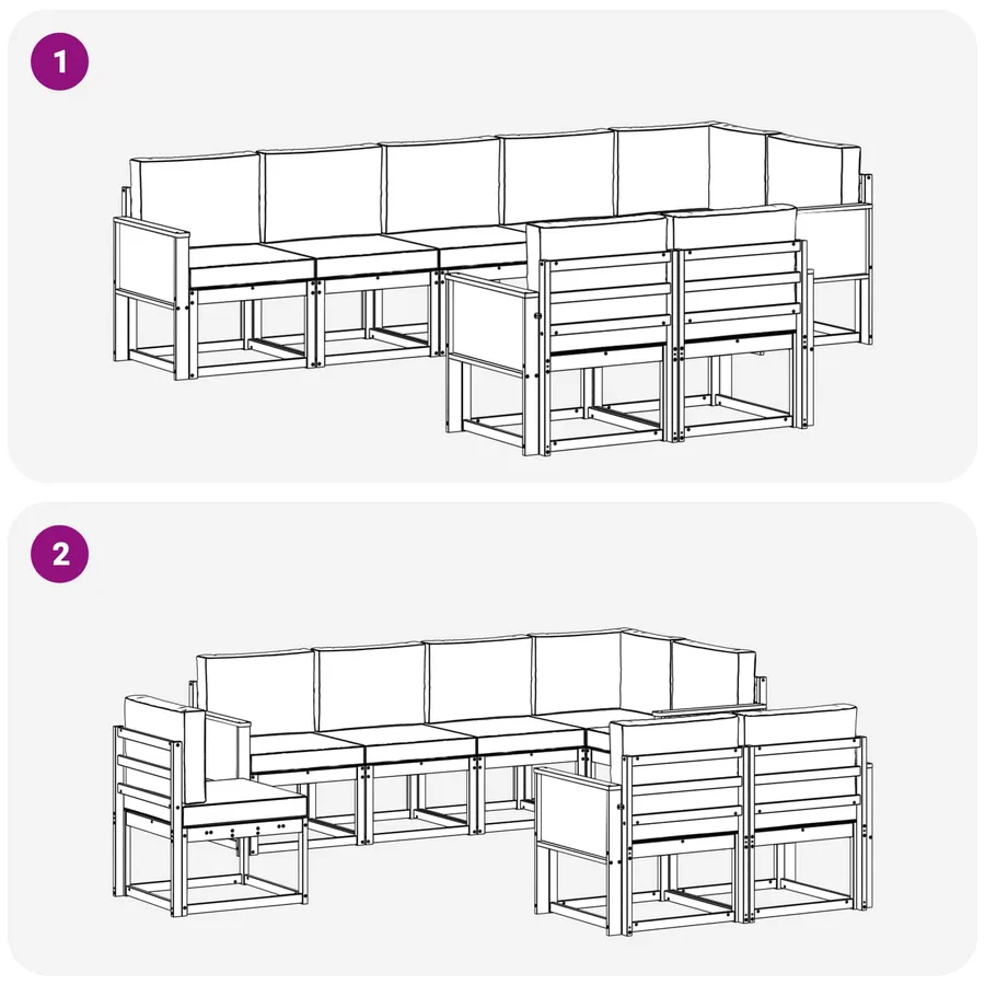 Ensemble de canapés d'extérieur 8 pcs Naturel et Anthracite - 7
