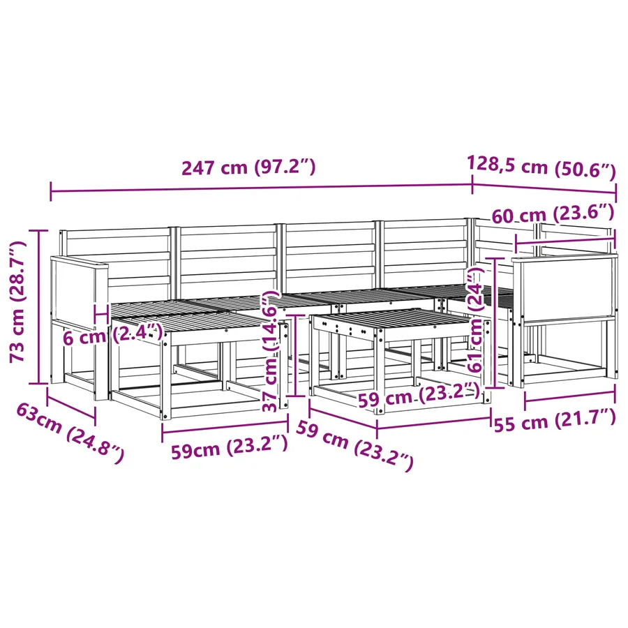 Ensemble de canapés d'extérieur 7 pcs Naturel - 9