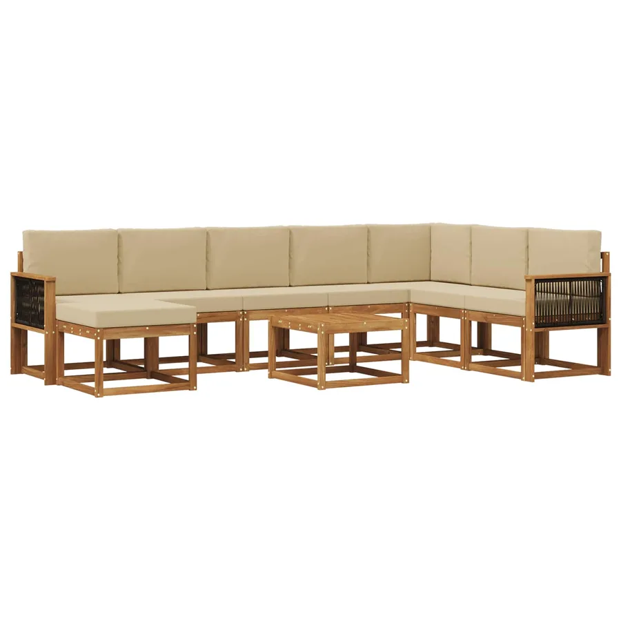 Ensemble de canapés d'extérieur 9 pcs Naturel et Beige - 2