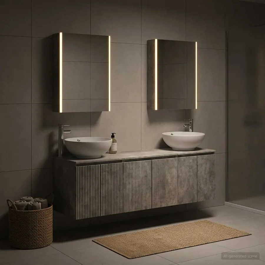 Ensemble d'armoire de salle de bain 5 pcs Gris béton