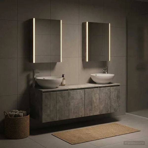 Ensemble d'armoire de salle de bain 5 pcs Gris béton