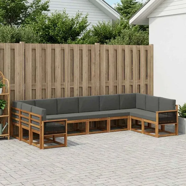 Ensemble de canapés d'extérieur 10 pcs Naturel et Anthracite