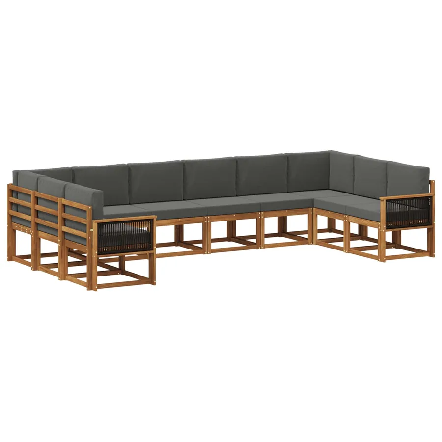 Ensemble de canapés d'extérieur 10 pcs Naturel et Anthracite - 2