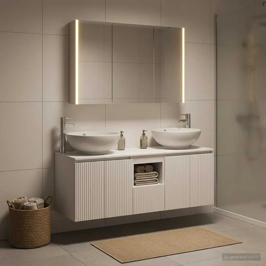 Ensemble d'armoire de salle de bain 4 pcs Blanc