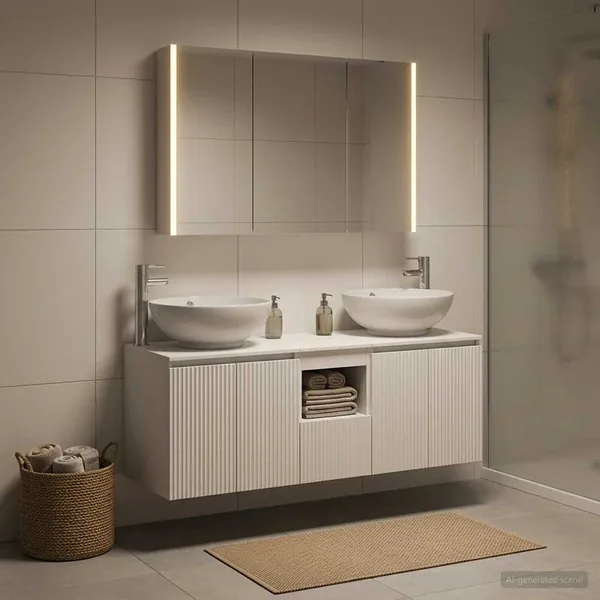 Ensemble d'armoire de salle de bain 4 pcs Blanc