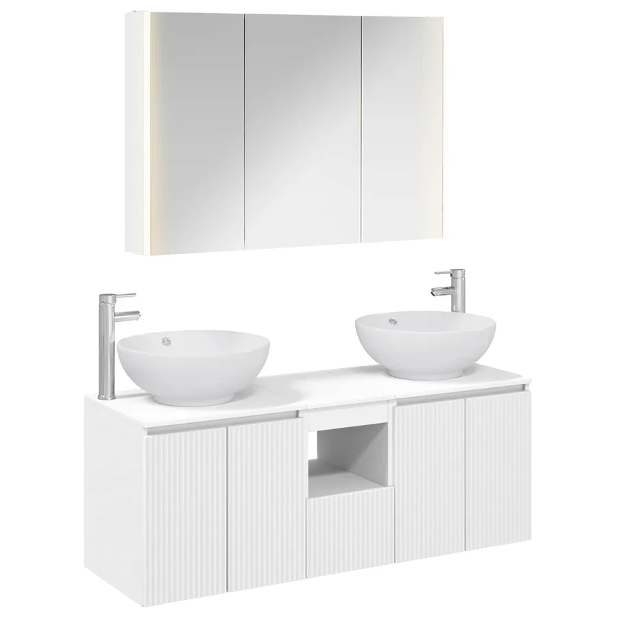 Ensemble d'armoire de salle de bain 4 pcs Blanc - 2