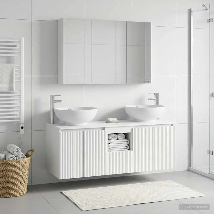 Ensemble d'armoire de salle de bain 4 pcs Blanc - 4
