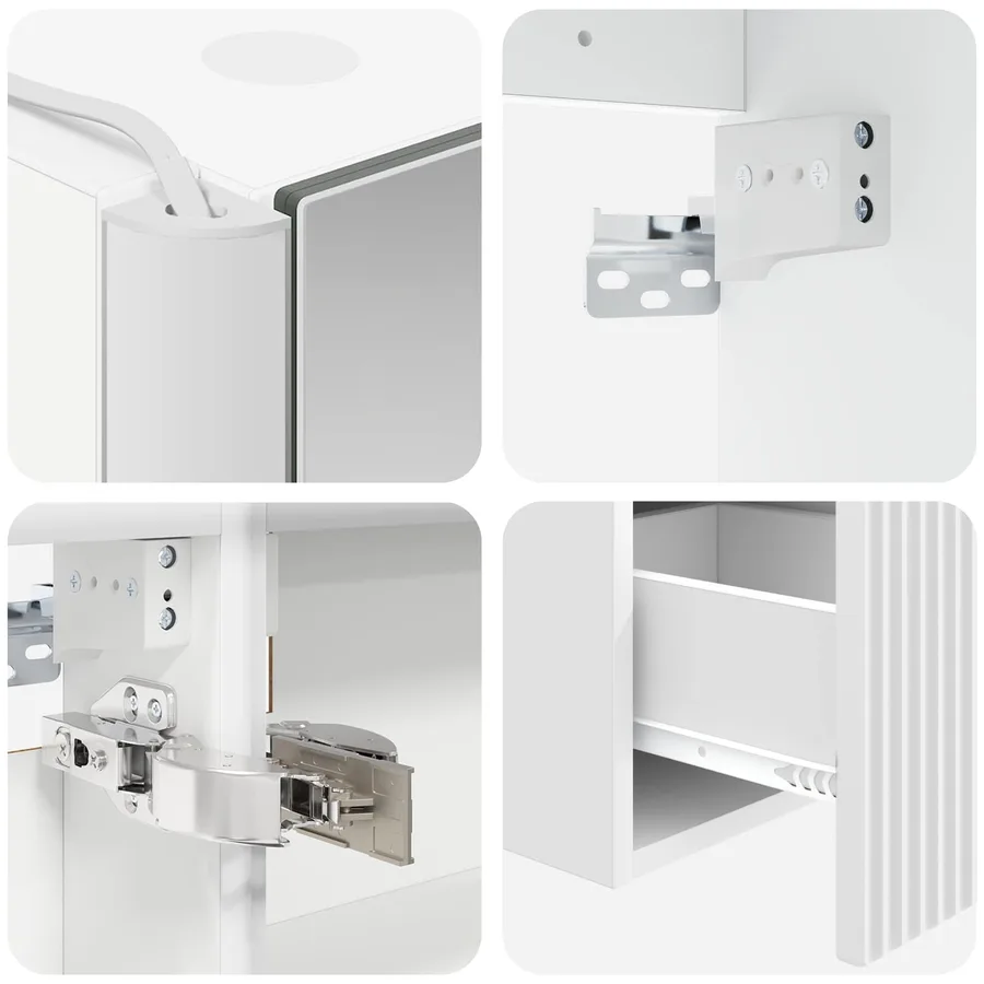 Ensemble d'armoire de salle de bain 4 pcs Blanc - 9