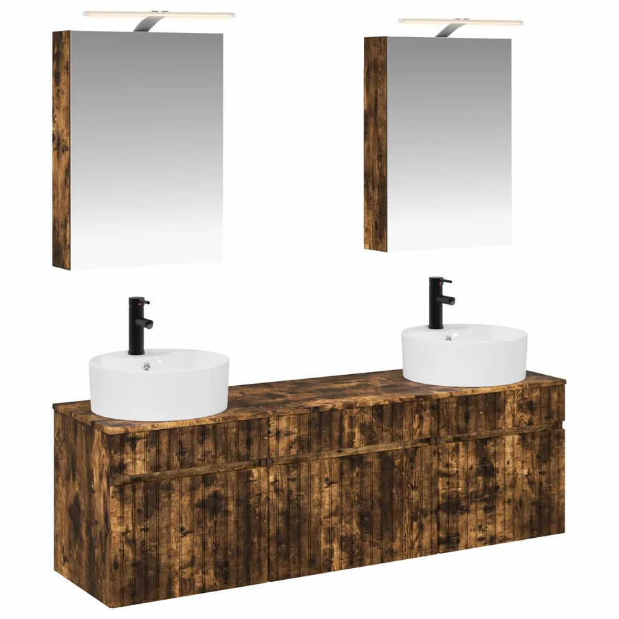 Ensemble d'armoire de salle de bain 5 pcs Chêne fumé - 2