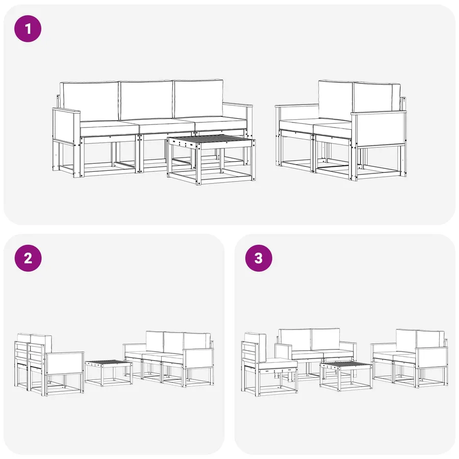 Ensemble de canapés d'extérieur avec coussin 6 pcs - 7