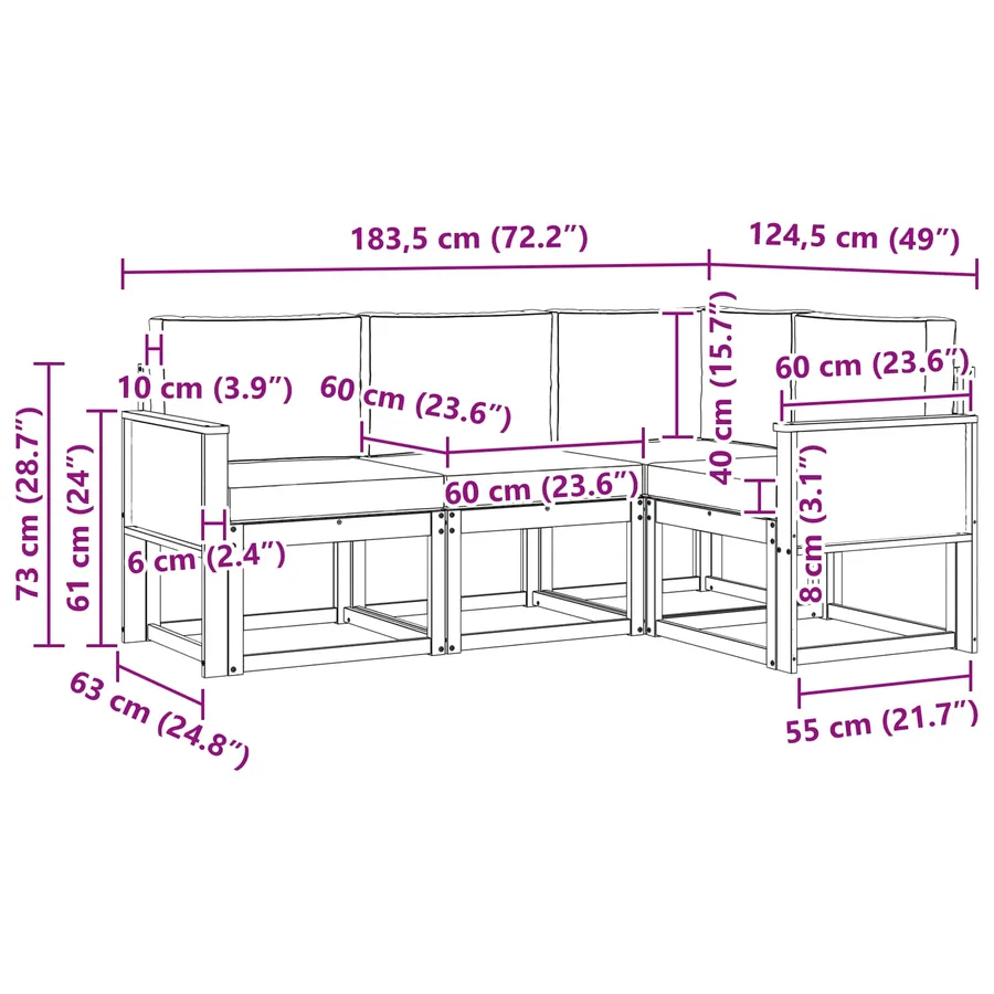 Ensemble de canapés d'extérieur 4 pcs Naturel et Crème - 7
