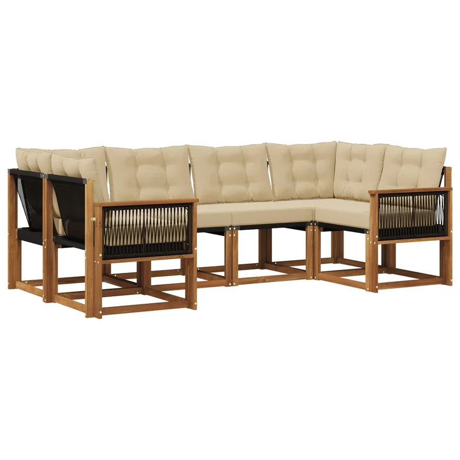 Ensemble de canapés d'extérieur 6 pcs Naturel et Beige - 2