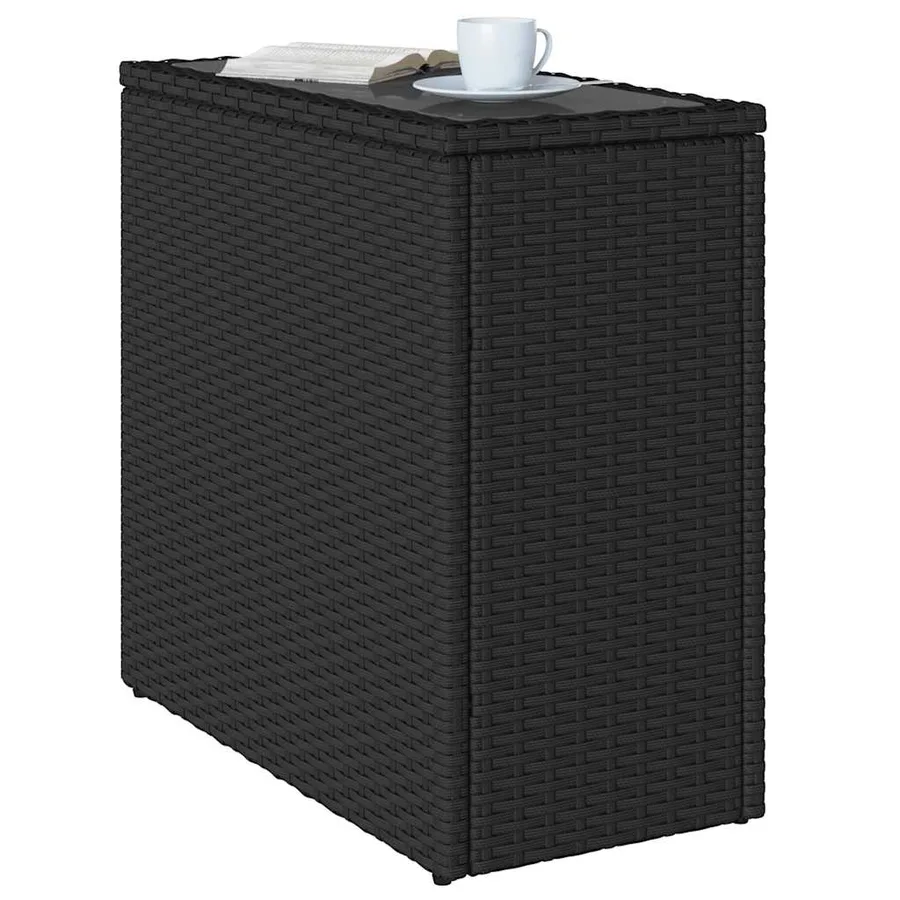 Table d'appoint de jardin avec dessus en verre noir rotin - 4
