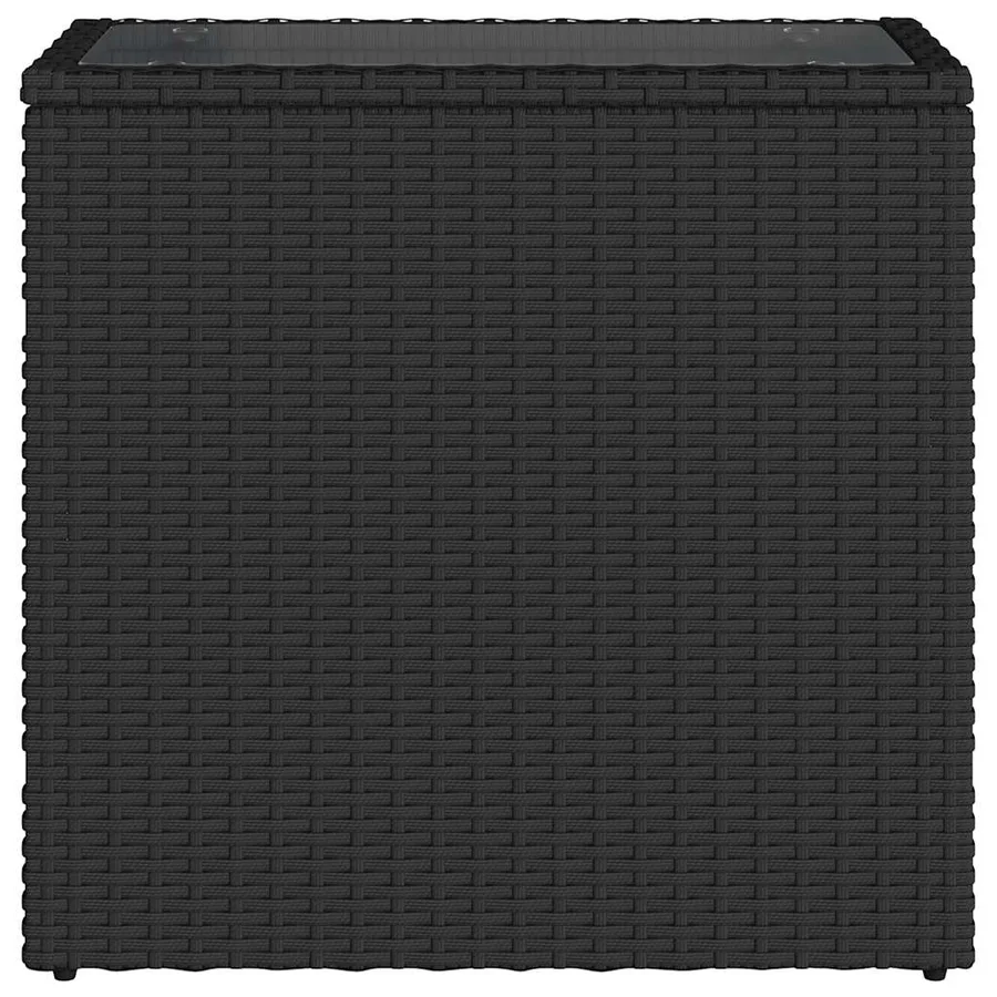 Table d'appoint de jardin avec dessus en verre noir rotin - 6