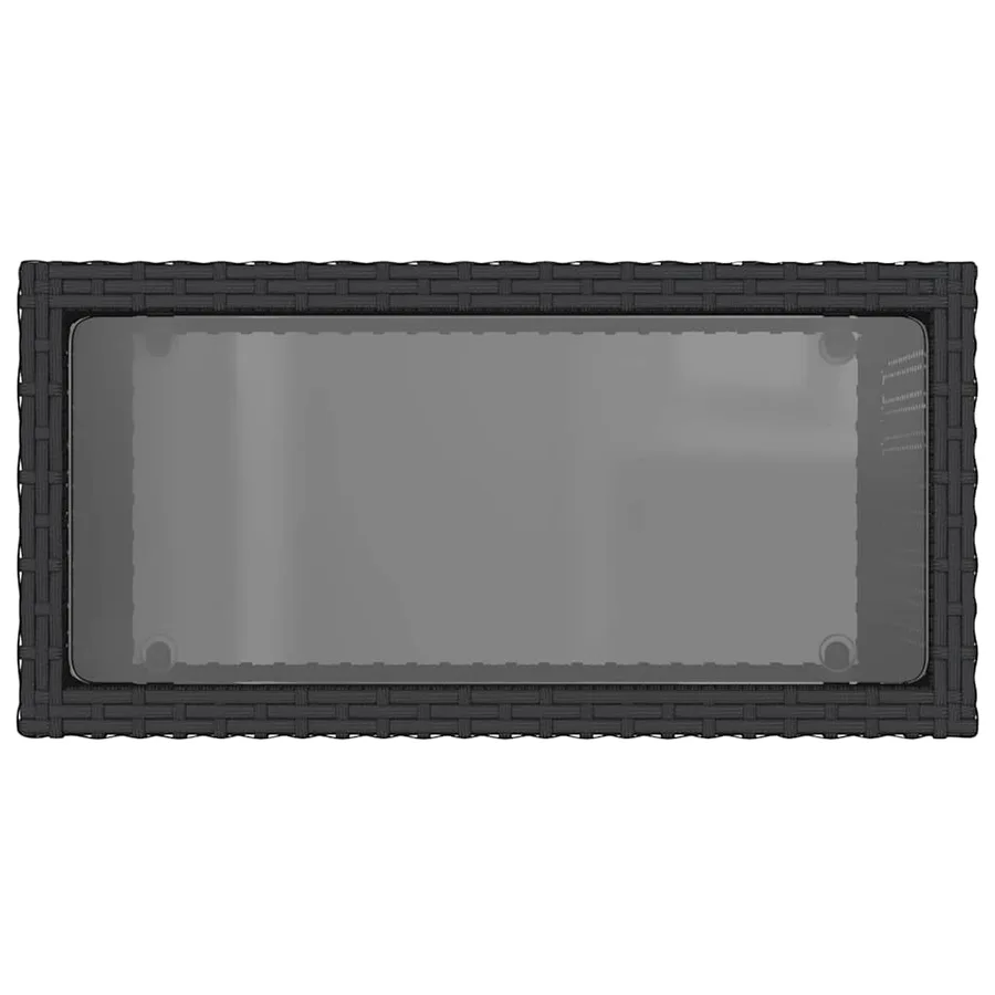 Table d'appoint de jardin avec dessus en verre noir rotin - 8