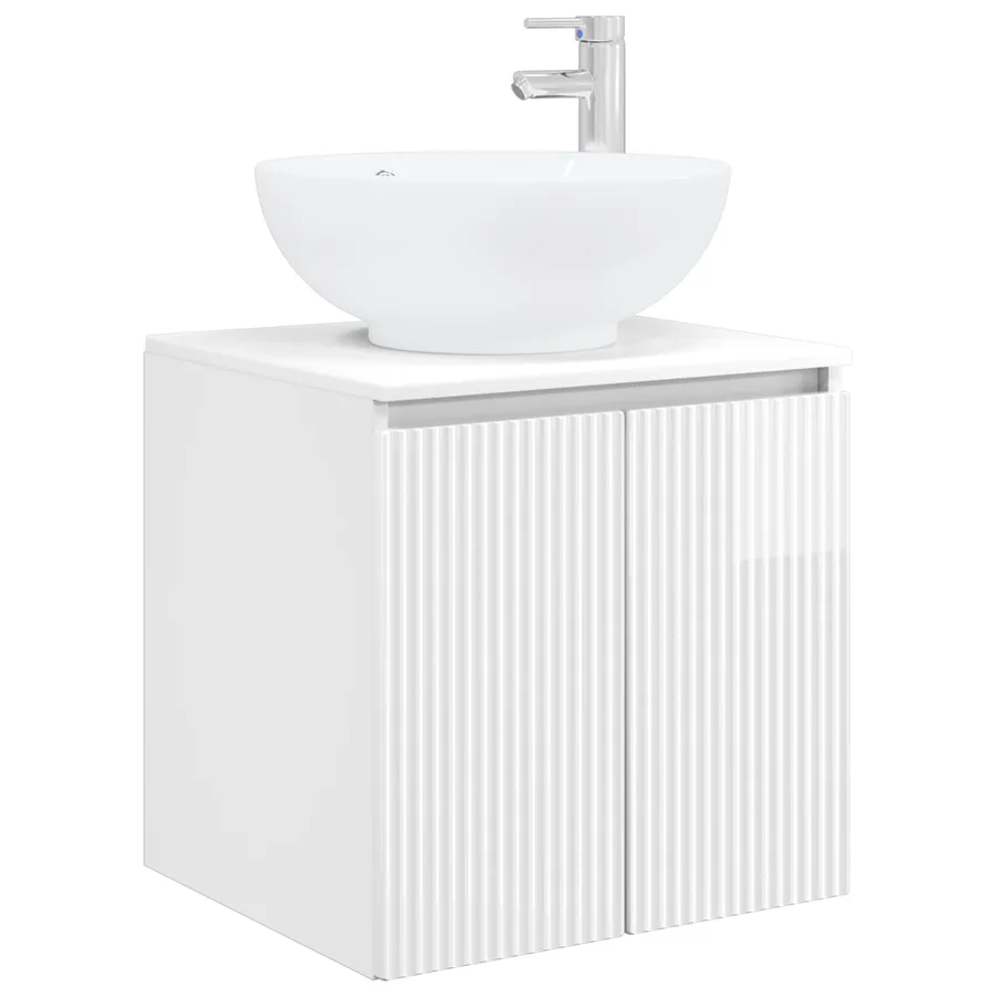 Vanité de lavabo mural Blanc brillant 49,5 x 44,5 x 65 cm - 2