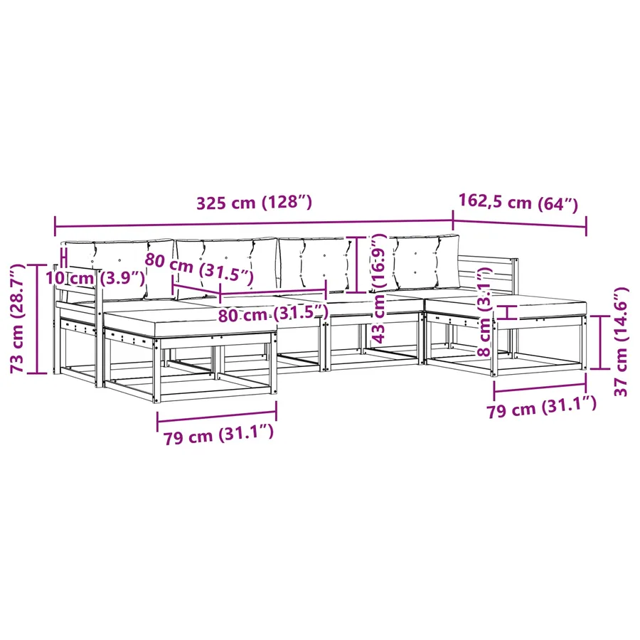 Ensemble de canapés d'extérieur 6 pcs Blanc et anthracite - 6