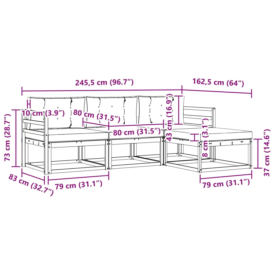 Ensemble de canapés d'extérieur 4 pcs Blanc et Beige Polyester - 6