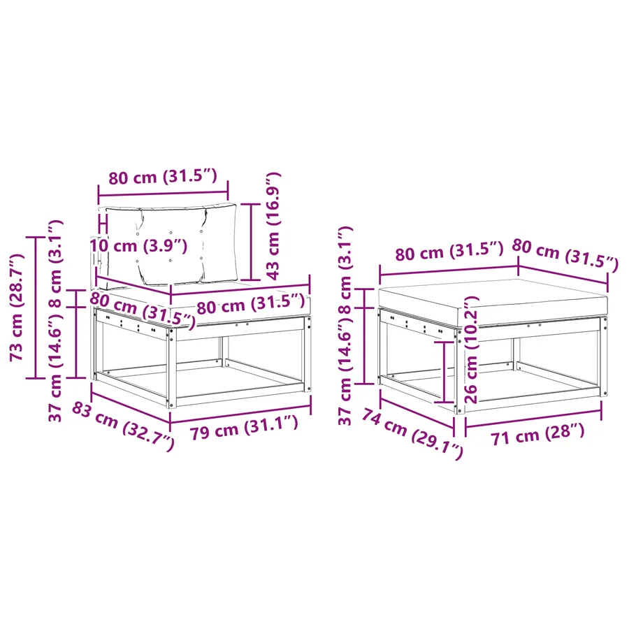 Ensemble de canapés d'extérieur 4 pcs Blanc et Beige Polyester - 7
