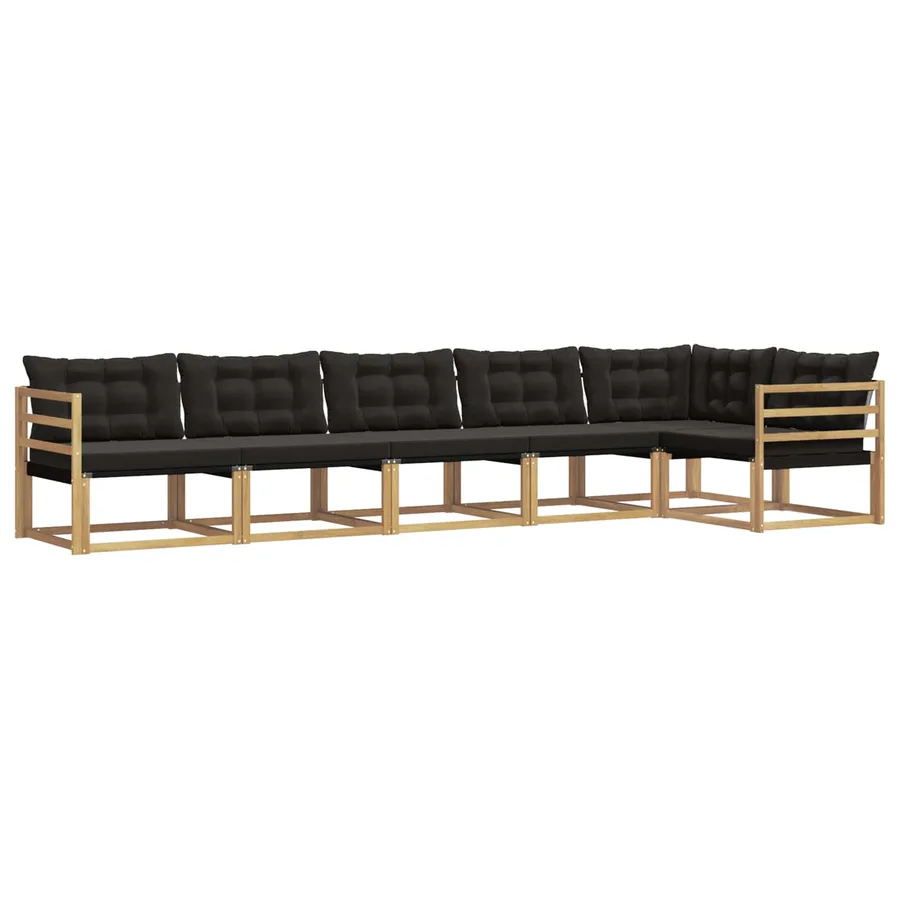 Ensemble de canapés d'extérieur 6 pcs Blanc et noir - 2