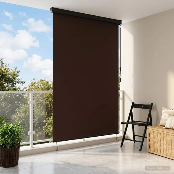 Store enrouleur Marron 100 x 250 cm Tissu et Aluminium