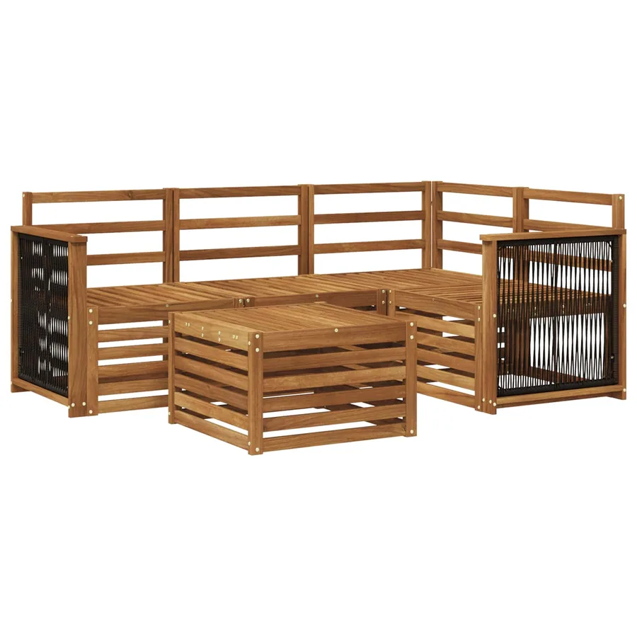 Ensemble de canapés d'extérieur 5 pcs Naturel 59 x 59 x 37 cm - 2