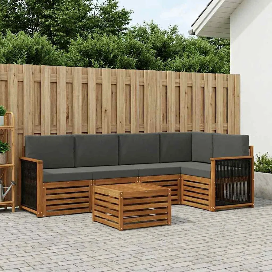 Ensemble de canapé d'angle 5 pcs Naturel et Anthracite