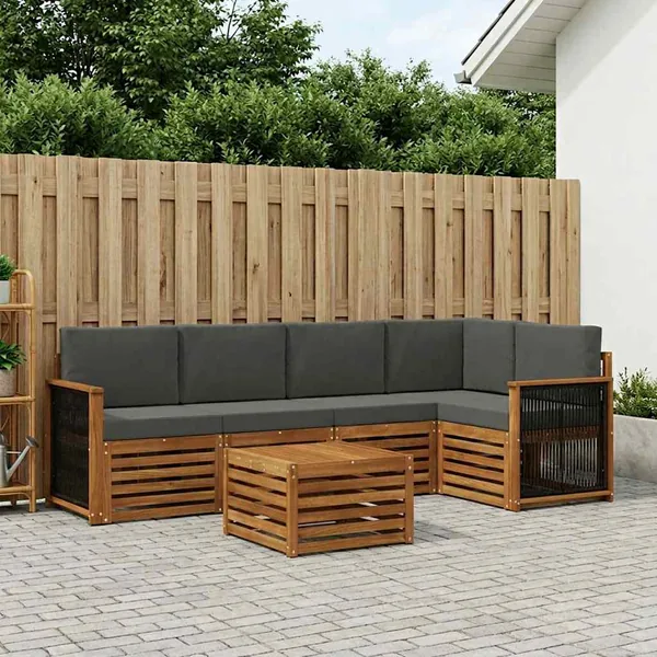 Ensemble de canapé d'angle 5 pcs Naturel et Anthracite