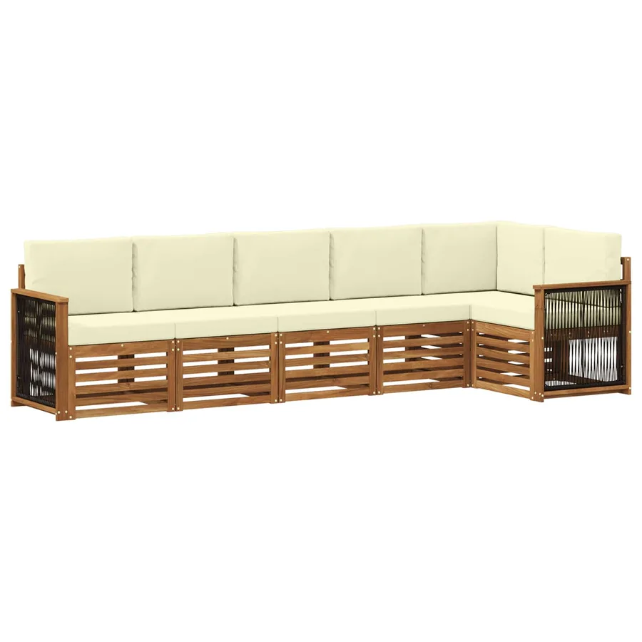 Ensemble de canapé d'angle avec coussin 5 pcs Naturel et Crème - 2
