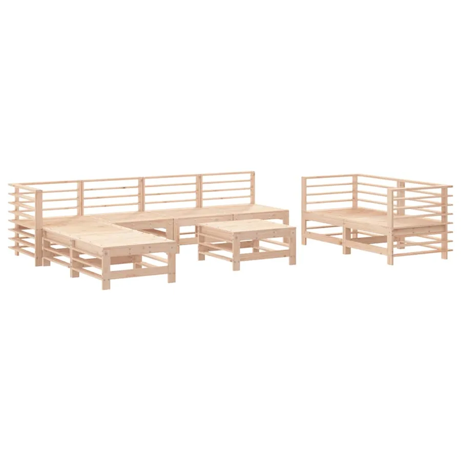 Salon de jardin 9 pcs Bois de pin massif - 2