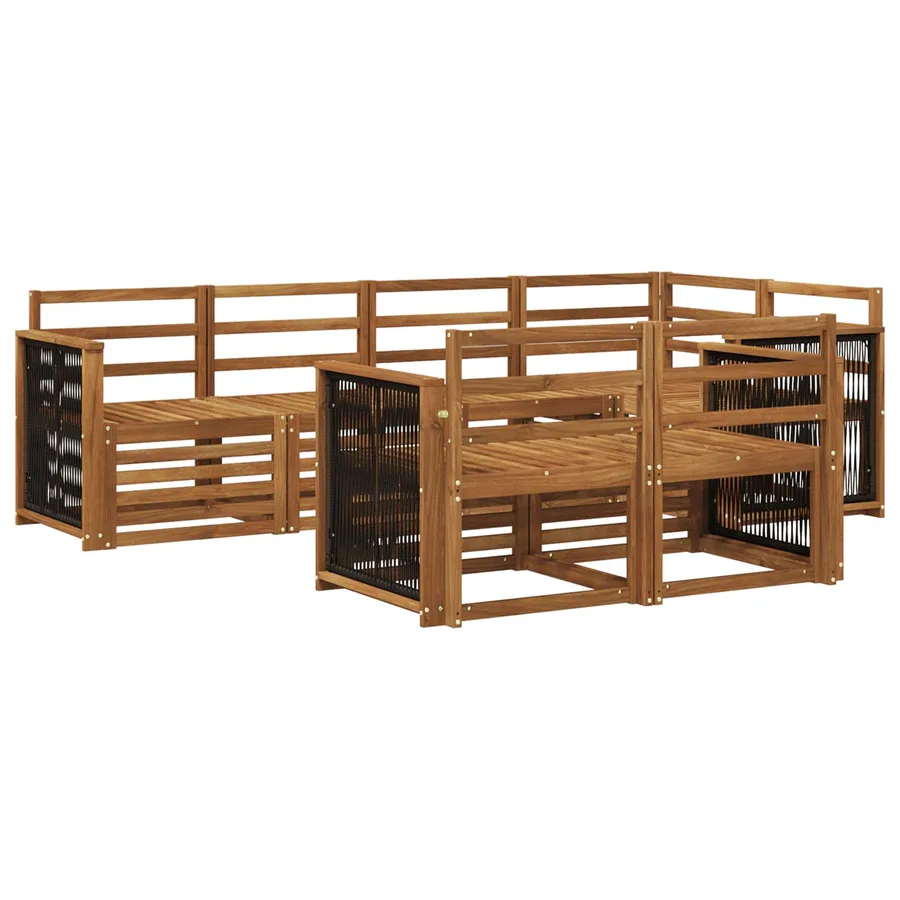 Ensemble de canapé d'angle 6 pcs Naturel Bois d'Acacia Massif - 2