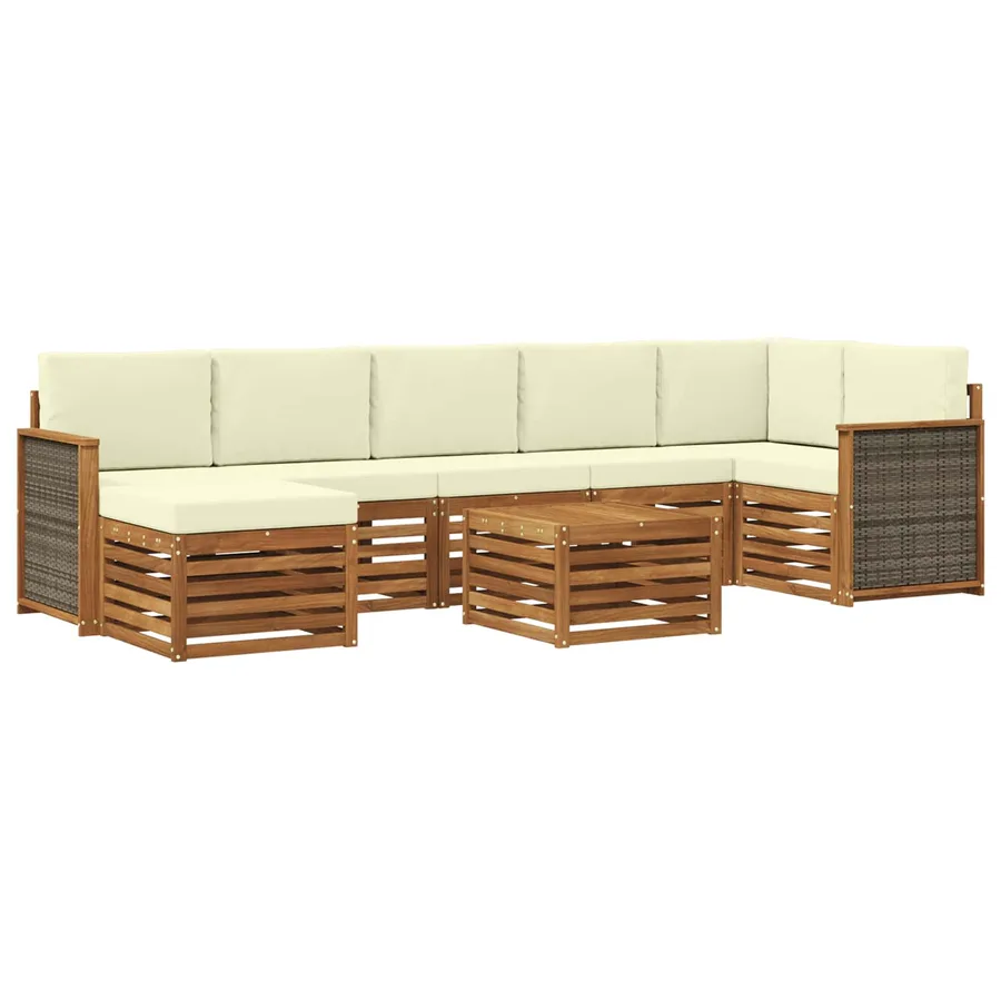 Ensemble de canapés d'extérieur 7 pcs Naturel et Crème - 2